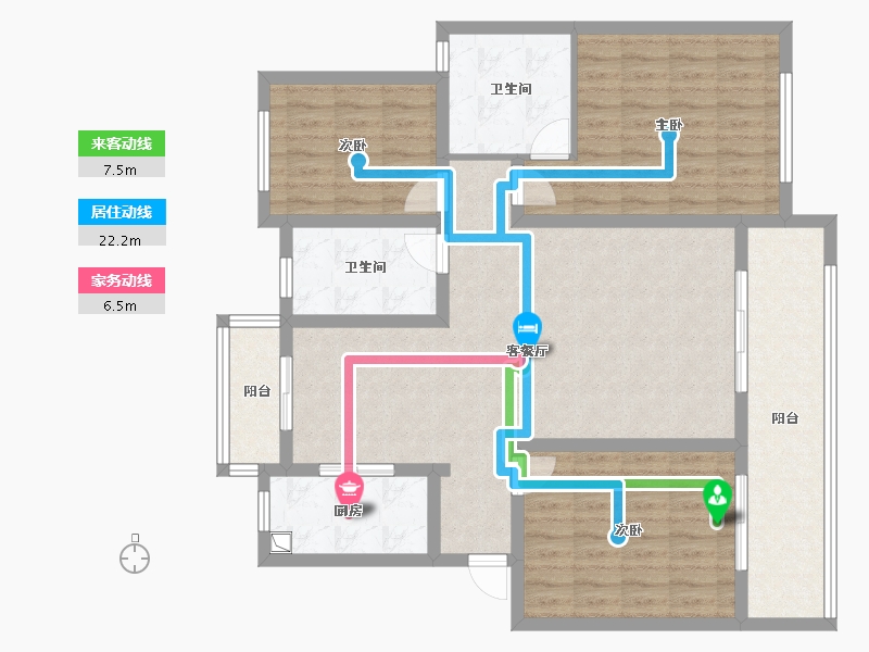 湖北省-天门市-嘉华御景湾-96.00-户型库-动静线