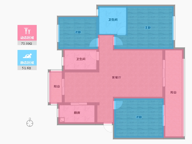 湖北省-天门市-嘉华御景湾-96.00-户型库-动静分区