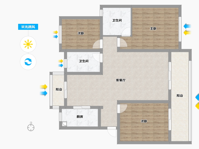 湖北省-天门市-嘉华御景湾-96.00-户型库-采光通风