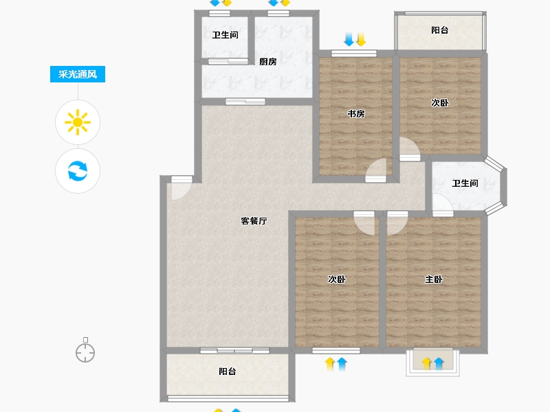 江西省-宜春市-百合水景家园-123.20-户型库-采光通风