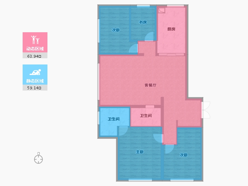 黑龙江省-哈尔滨市-工大家园-111.00-户型库-动静分区