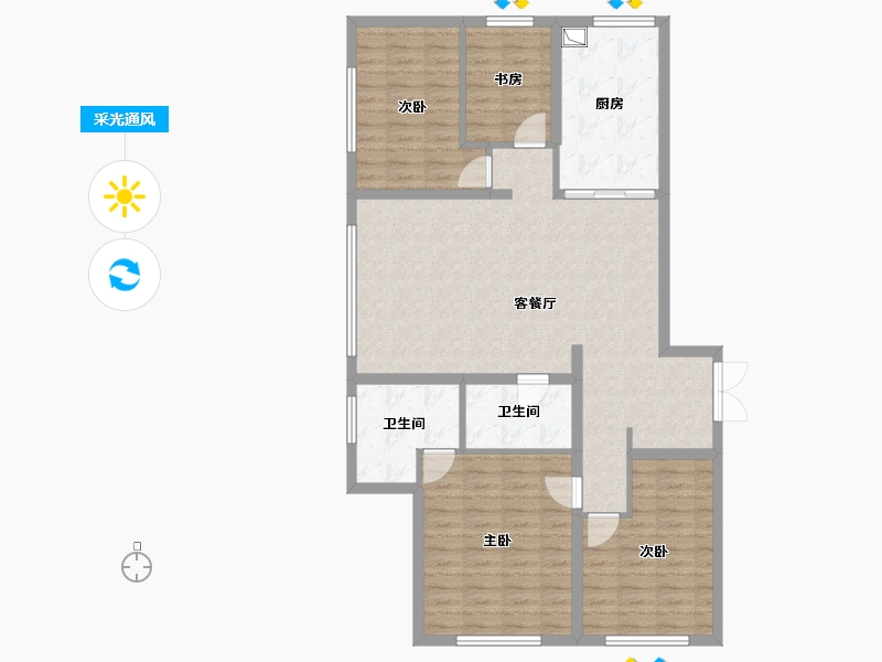 黑龙江省-哈尔滨市-工大家园-111.00-户型库-采光通风