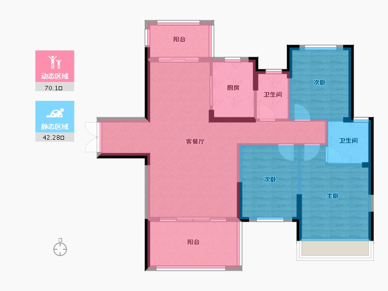 湖南省-怀化市-会同五环衡光世家-132.23-户型库-动静分区