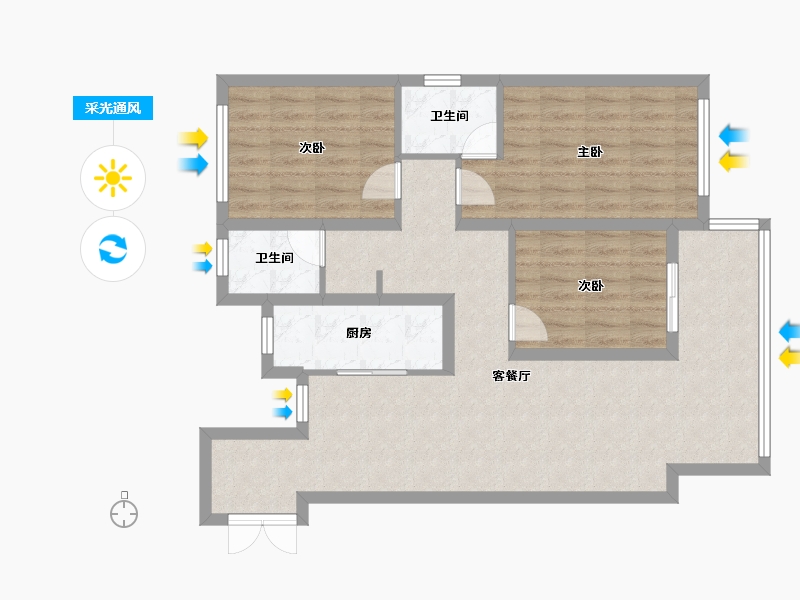 安徽省-合肥市-富煌左岸春晓-104.00-户型库-采光通风