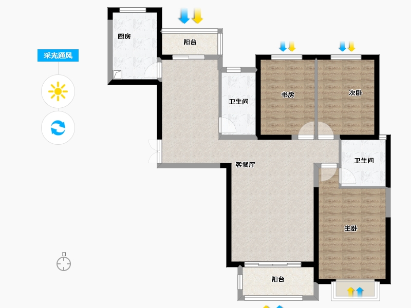 河北省-邢台市-上城华府社区-108.80-户型库-采光通风