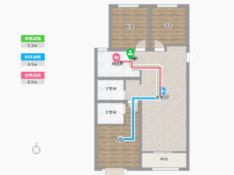 山西省-晋中市-书林家园三期-104.48-户型库-动静线