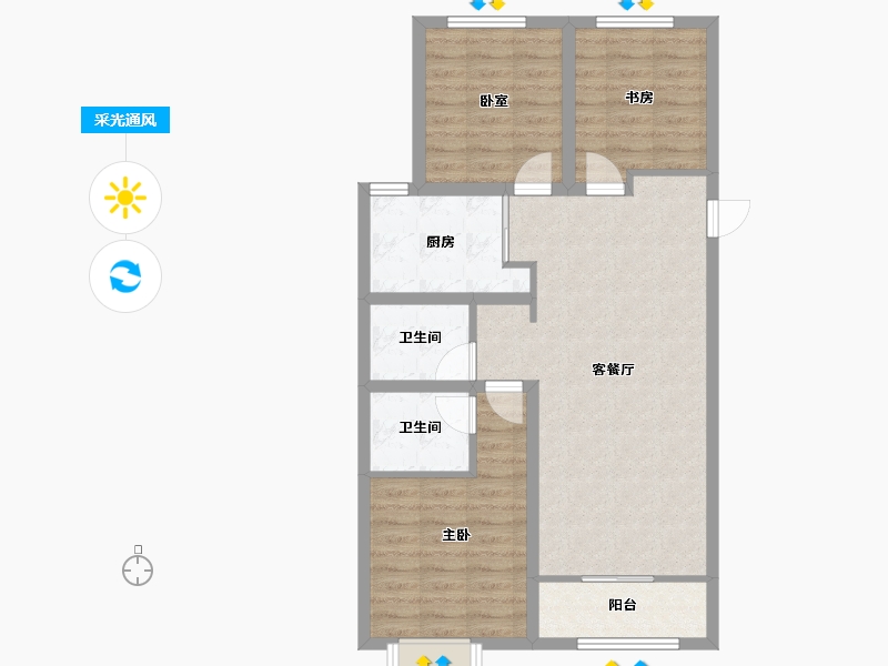 山西省-晋中市-书林家园三期-104.48-户型库-采光通风