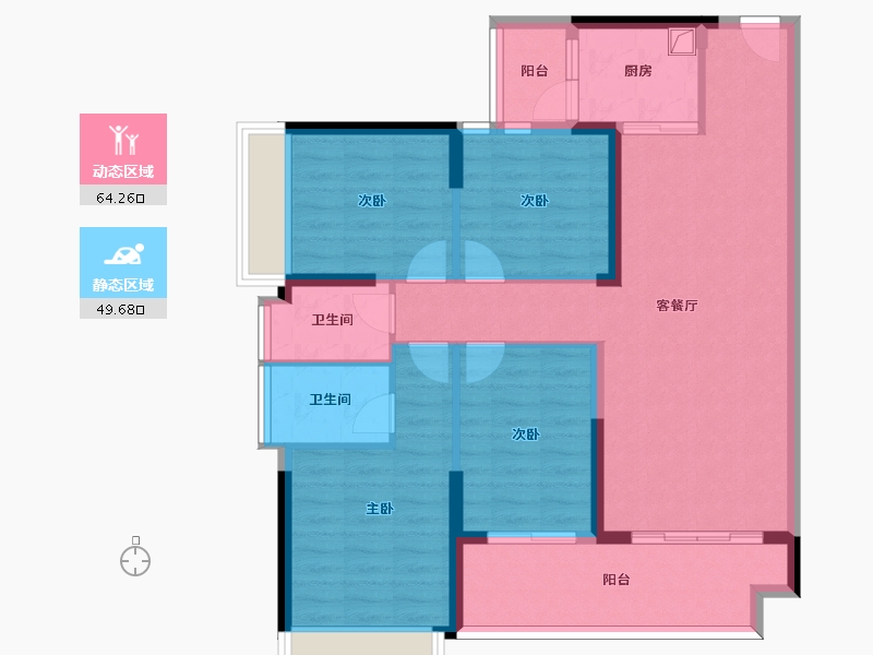 广东省-佛山市-唯美臻岸华府-105.60-户型库-动静分区