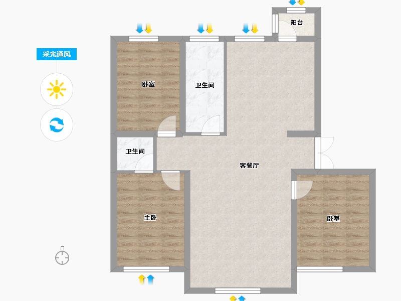 黑龙江省-大庆市-西湖御府-100.34-户型库-采光通风