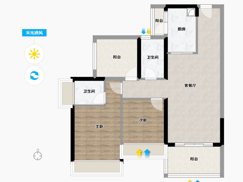 广东省-揭阳市-星河明珠湾-80.00-户型库-采光通风