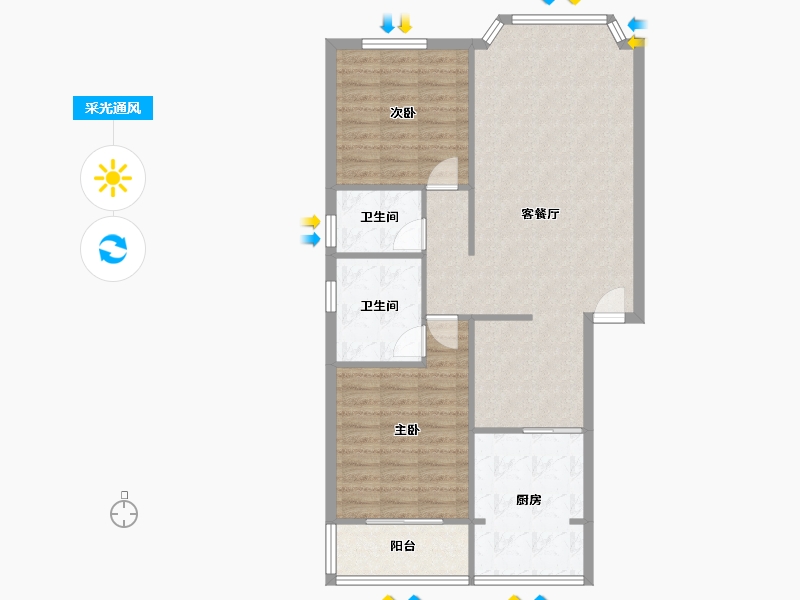 四川省-成都市-海棠名居-84.17-户型库-采光通风