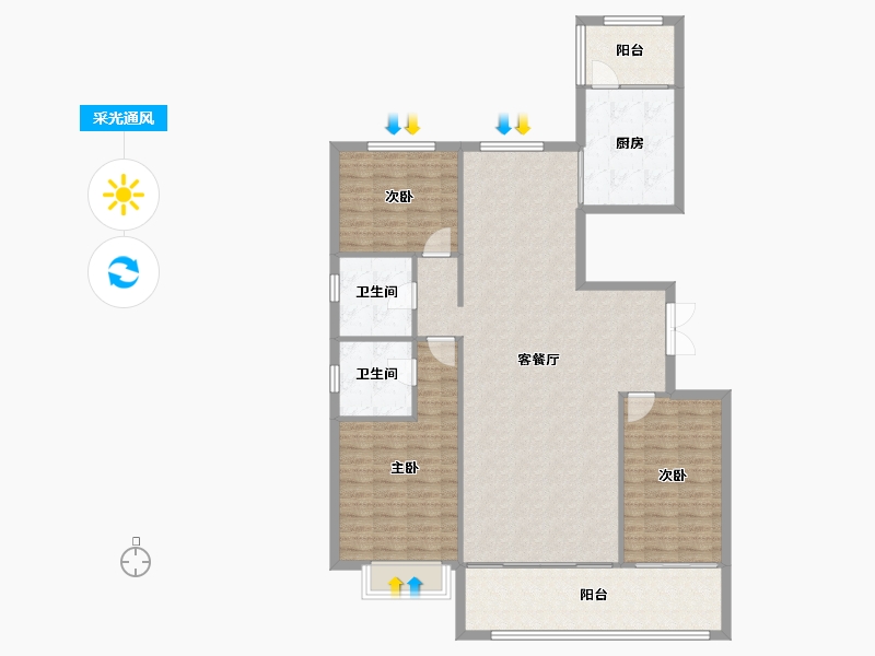 山东省-潍坊市-福第壹品-132.80-户型库-采光通风