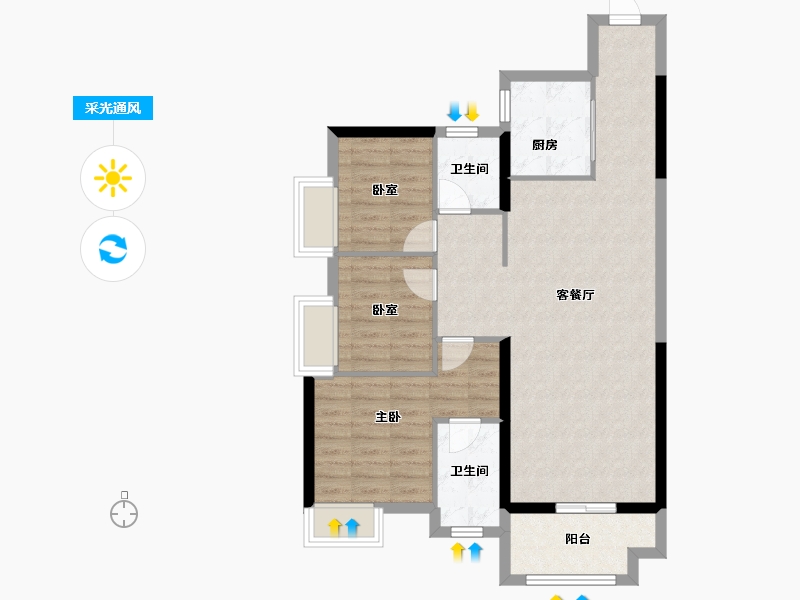 广西壮族自治区-贵港市-贵港市盛世青云府-99.80-户型库-采光通风