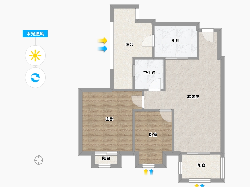 广东省-中山市-优雅翠园-60.00-户型库-采光通风