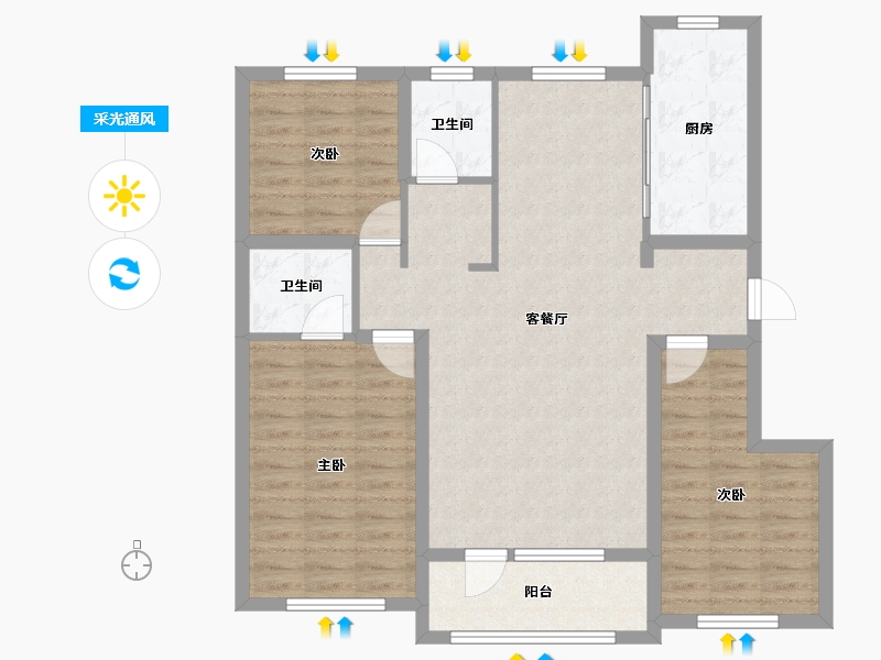 宁夏回族自治区-中卫市-壹方城-104.99-户型库-采光通风