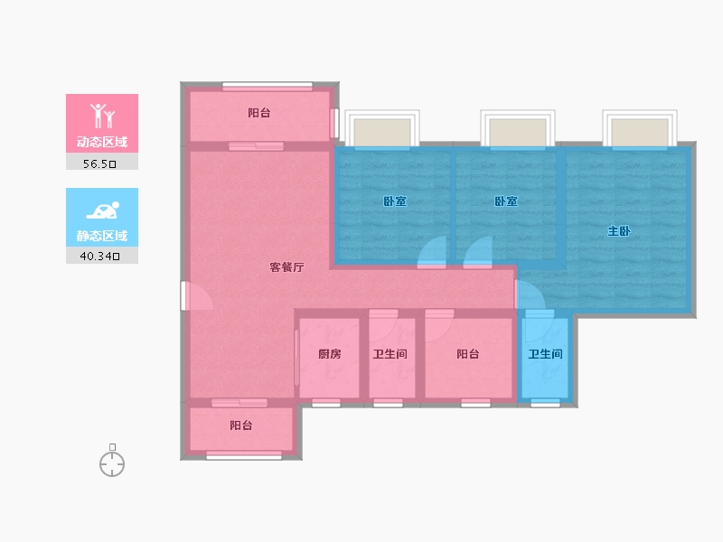 广东省-佛山市-江滨香格里-86.78-户型库-动静分区