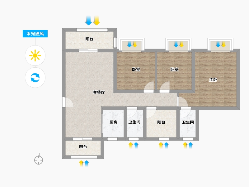 广东省-佛山市-江滨香格里-86.78-户型库-采光通风