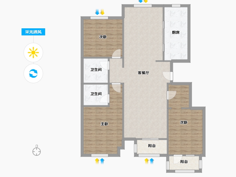 山东省-烟台市-龙湖葡醍海湾-118.40-户型库-采光通风