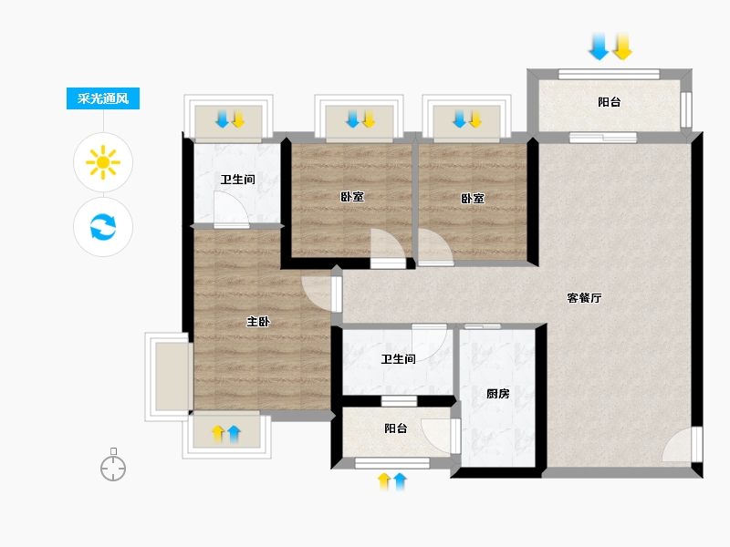 广东省-深圳市-盛龙时代-75.50-户型库-采光通风