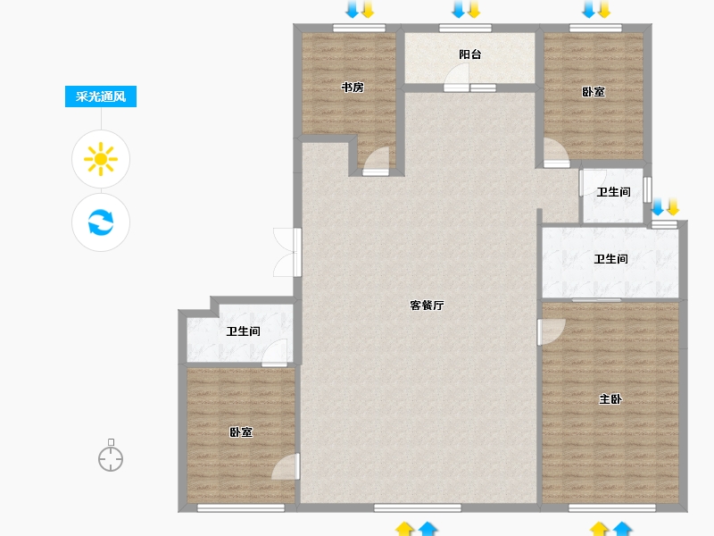 湖南省-长沙市-万科滨江一号-172.13-户型库-采光通风