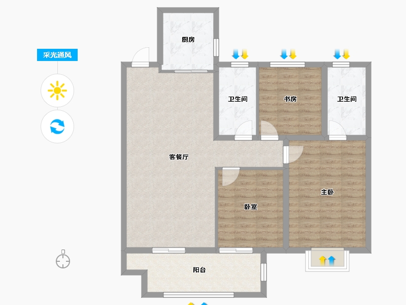 江苏省-宿迁市-富园玖宸府-99.96-户型库-采光通风