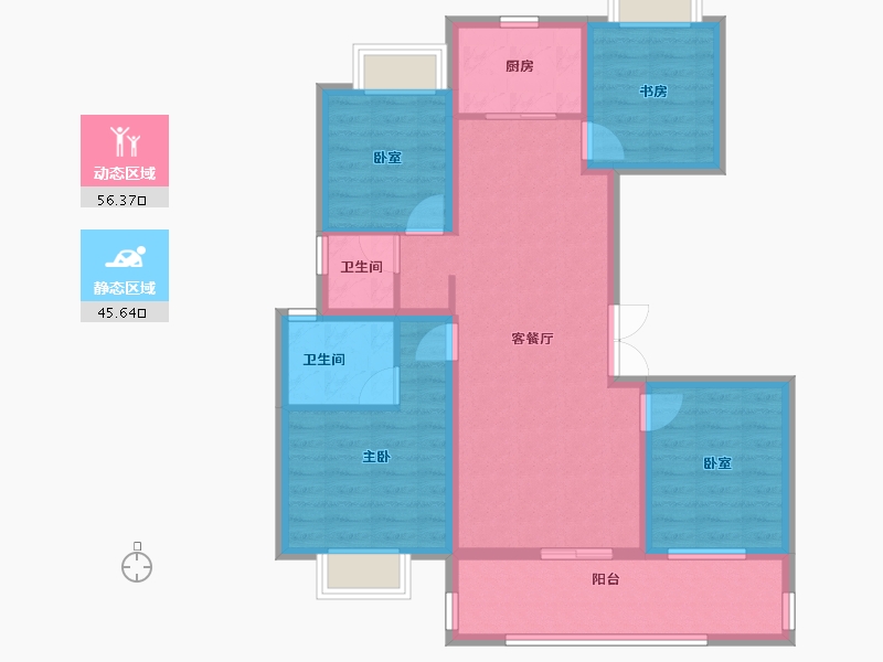 云南省-楚雄彝族自治州-恒业·滨湖一号-90.48-户型库-动静分区