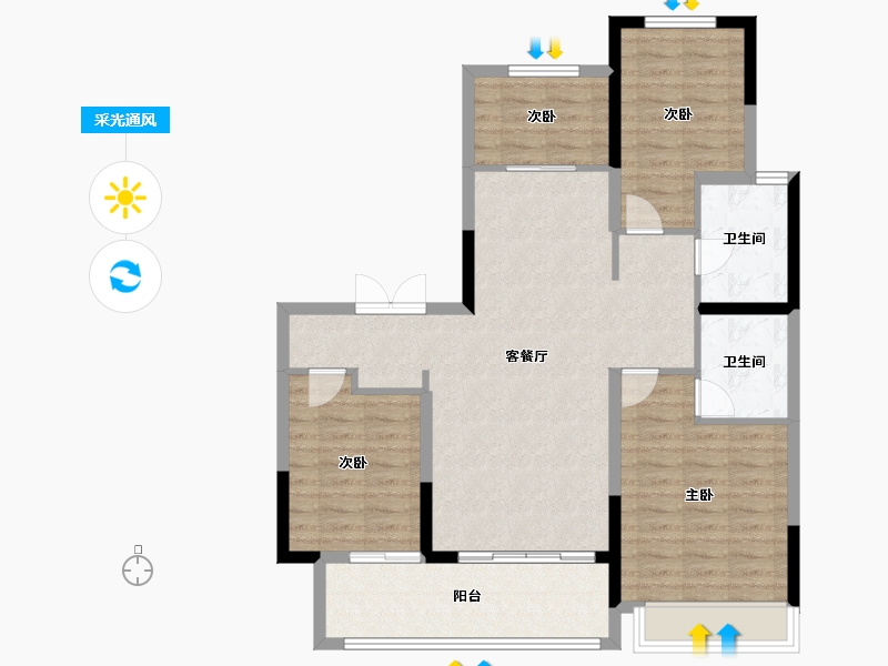 山东省-临沂市-宝丽江山樾-112.00-户型库-采光通风