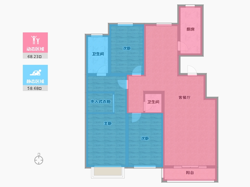 内蒙古自治区-巴彦淖尔市-华泰丽景-118.43-户型库-动静分区