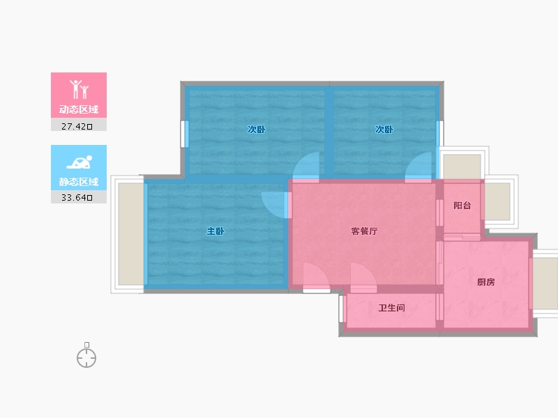 云南省-昆明市-曙光小区-北段-47.02-户型库-动静分区