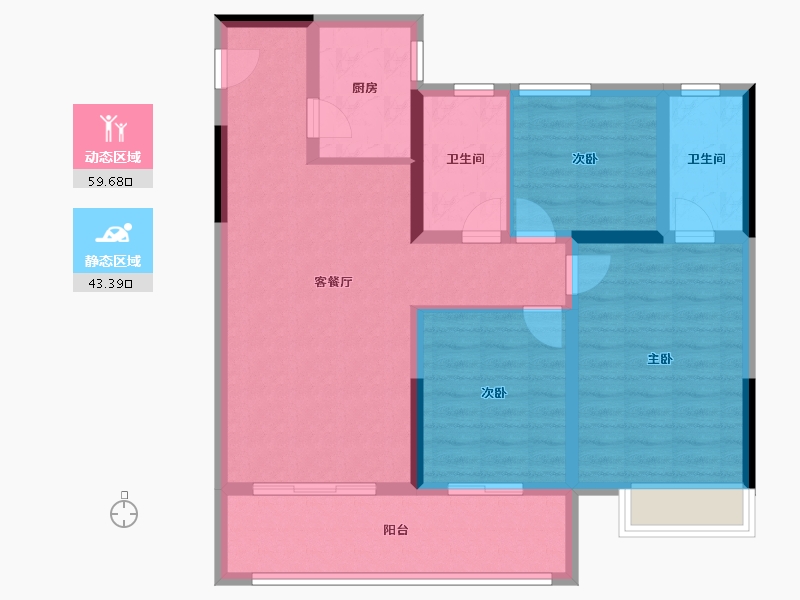 陕西省-咸阳市-东兴大镜-94.39-户型库-动静分区