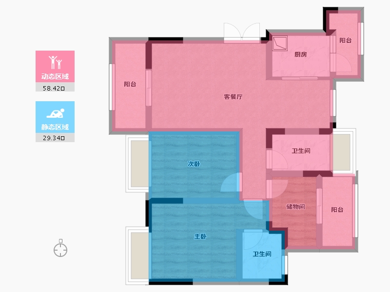 重庆-重庆市-莱蒙香榭-80.00-户型库-动静分区