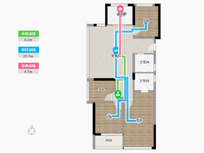 浙江省-杭州市-绿城锦海棠-102.80-户型库-动静线