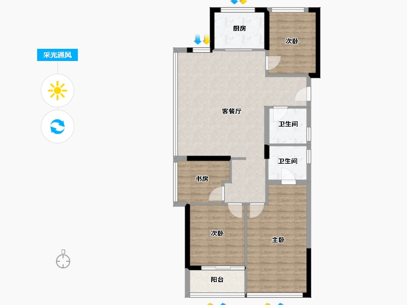 浙江省-杭州市-绿城锦海棠-102.80-户型库-采光通风