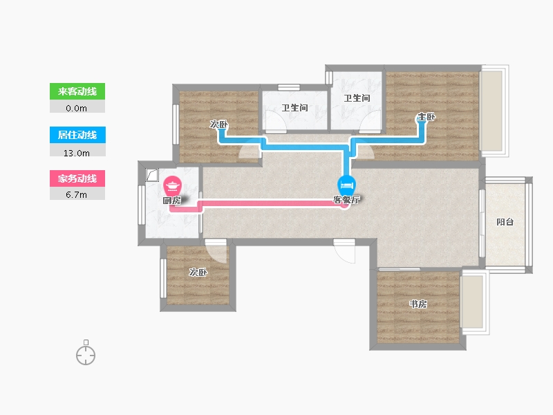 重庆-重庆市-华发·四季半岛南区-75.00-户型库-动静线