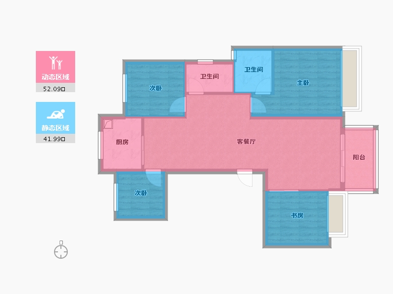 重庆-重庆市-华发·四季半岛南区-75.00-户型库-动静分区