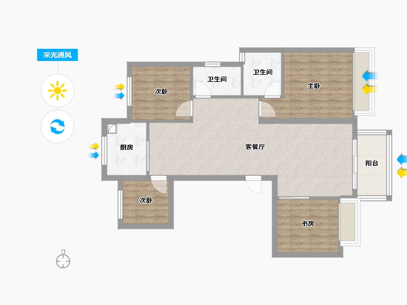 重庆-重庆市-华发·四季半岛南区-75.00-户型库-采光通风