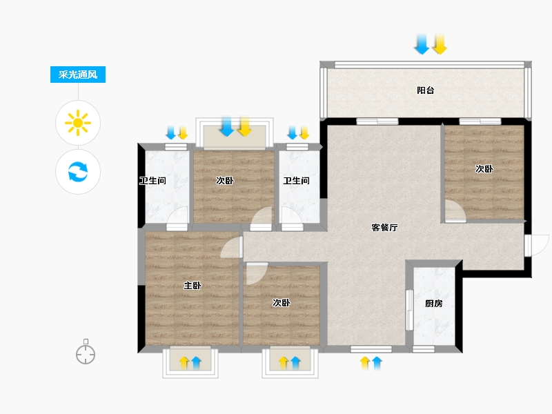 广西壮族自治区-南宁市-五象澜庭府小区-89.60-户型库-采光通风