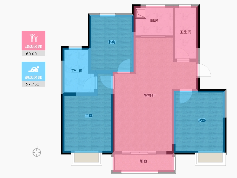 江苏省-扬州市-古湄家苑-B区-105.38-户型库-动静分区