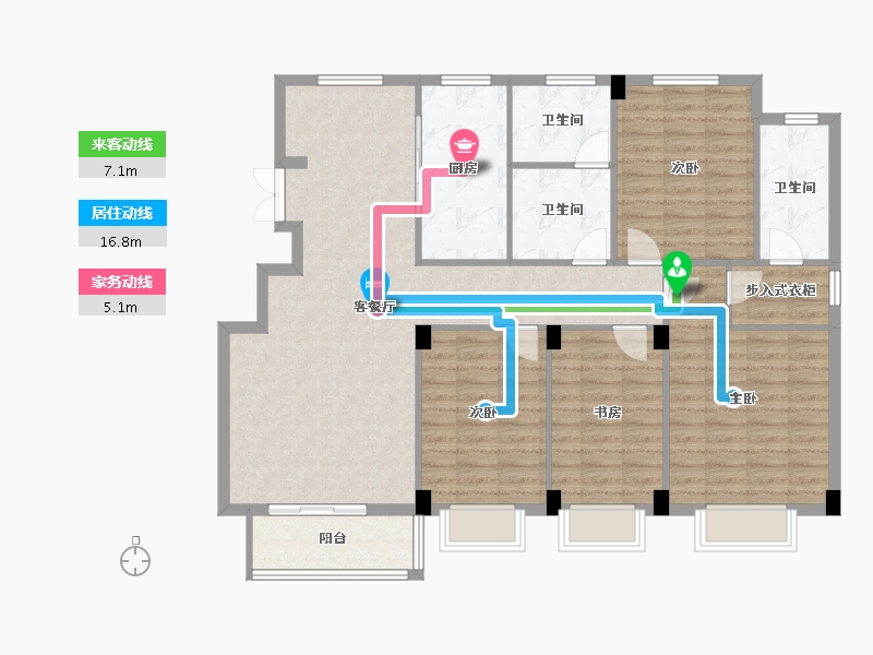 浙江省-杭州市-施家园花苑-150.00-户型库-动静线