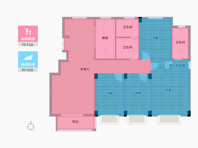 浙江省-杭州市-施家园花苑-150.00-户型库-动静分区