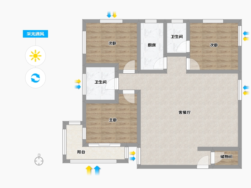 浙江省-杭州市-东河锦园-105.25-户型库-采光通风