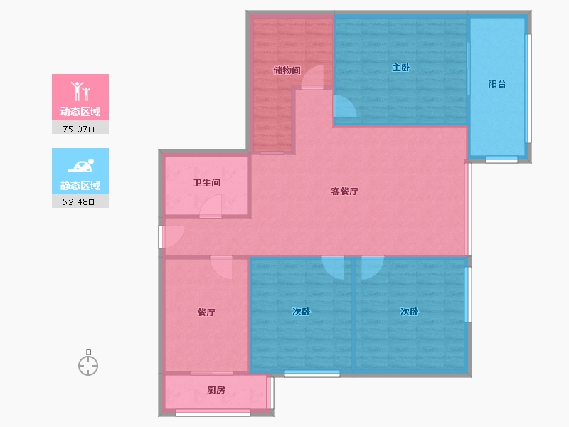 陕西省-西安市-电信小区-134.50-户型库-动静分区