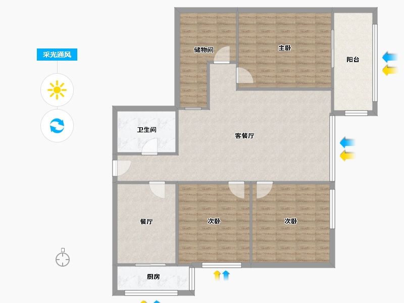 陕西省-西安市-电信小区-134.50-户型库-采光通风