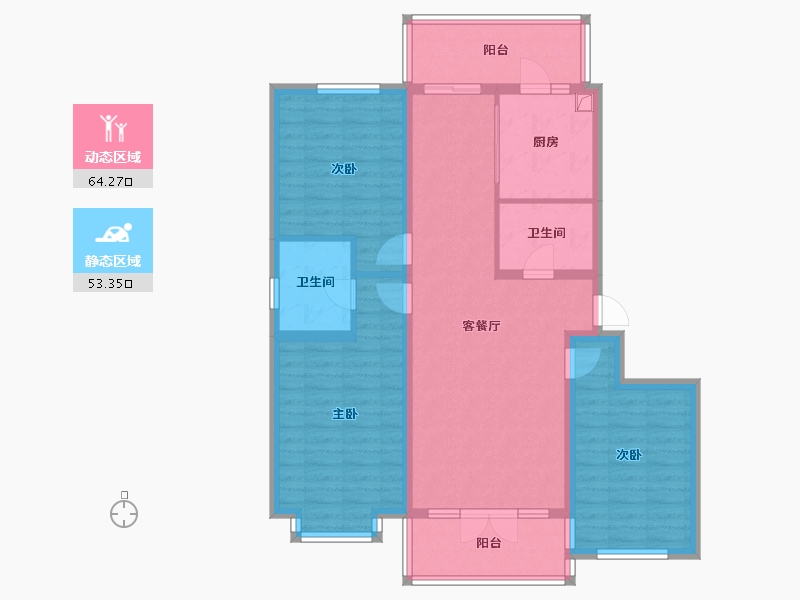 黑龙江省-哈尔滨市-尚东辉煌城-105.00-户型库-动静分区