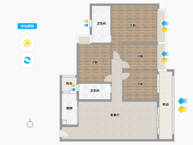 广东省-广州市-西海名苑-144.00-户型库-采光通风