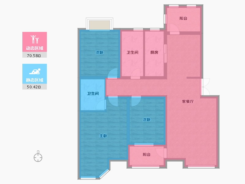 内蒙古自治区-包头市-宝安公园家三期-118.00-户型库-动静分区