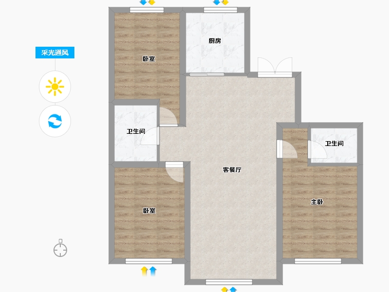 内蒙古自治区-通辽市-华宸尚品-104.00-户型库-采光通风