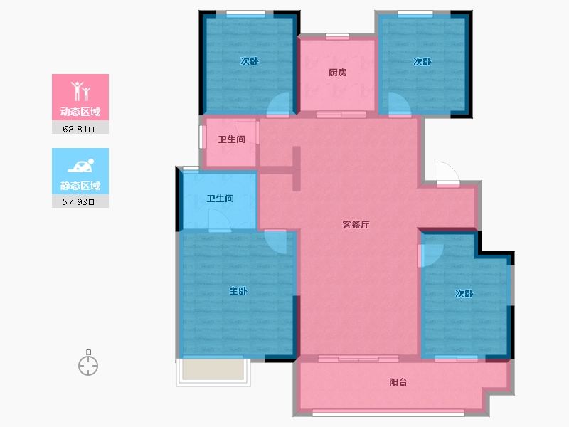 山东省-滨州市-中梁众成拾光九樾-113.60-户型库-动静分区