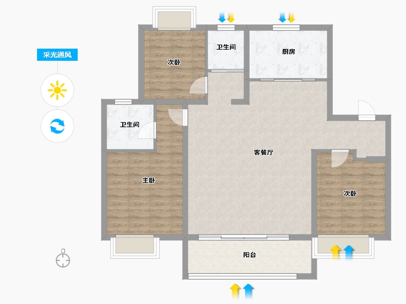 河北省-邢台市-中鼎麒麟瑞-106.00-户型库-采光通风