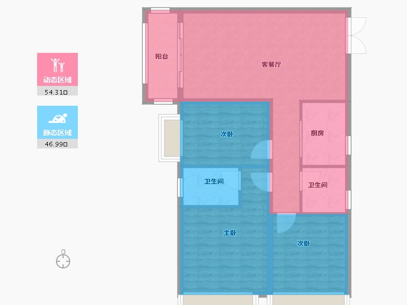 河南省-平顶山市-凯旋国际小区-91.87-户型库-动静分区